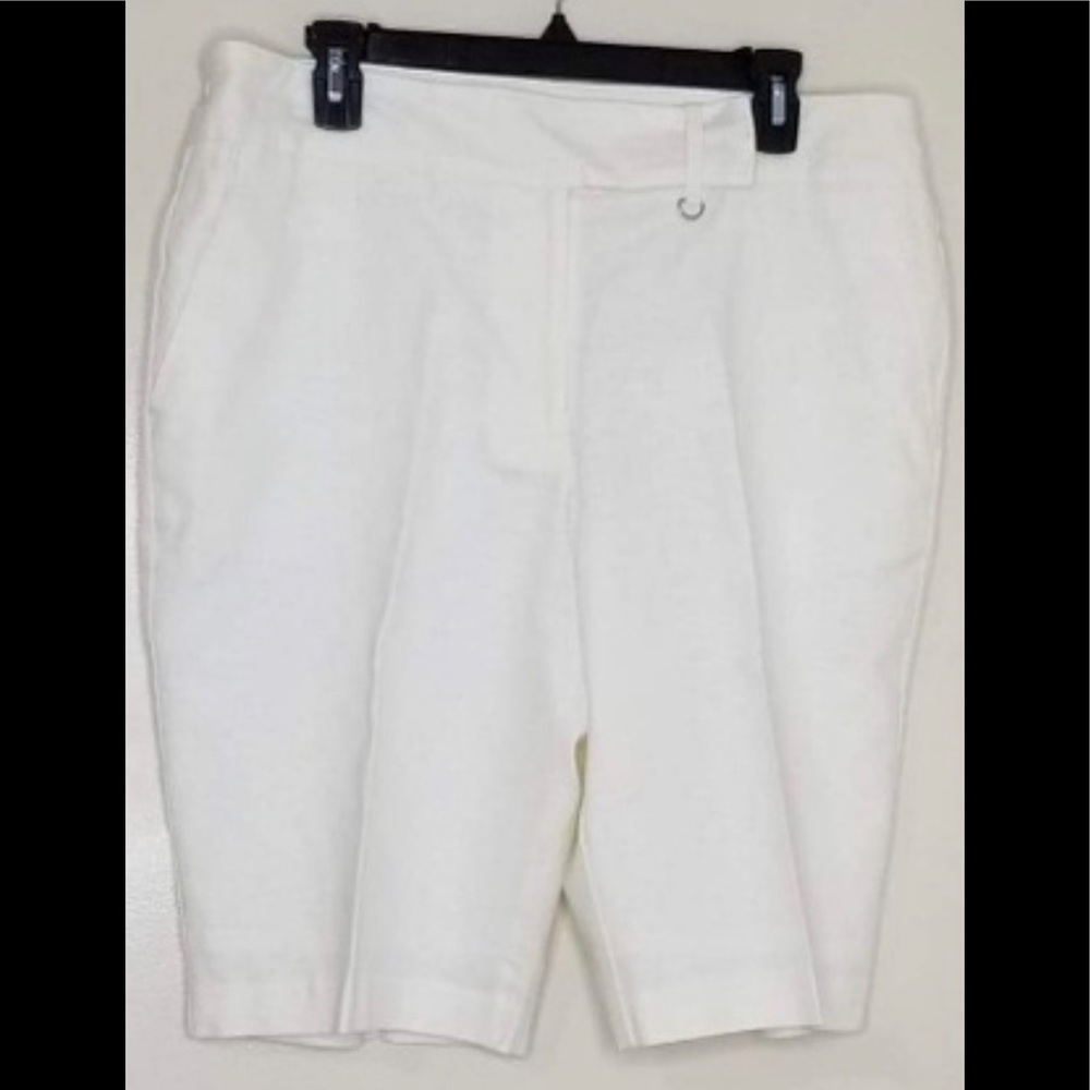 Sag Harbor White Linen Shorts, Size 14